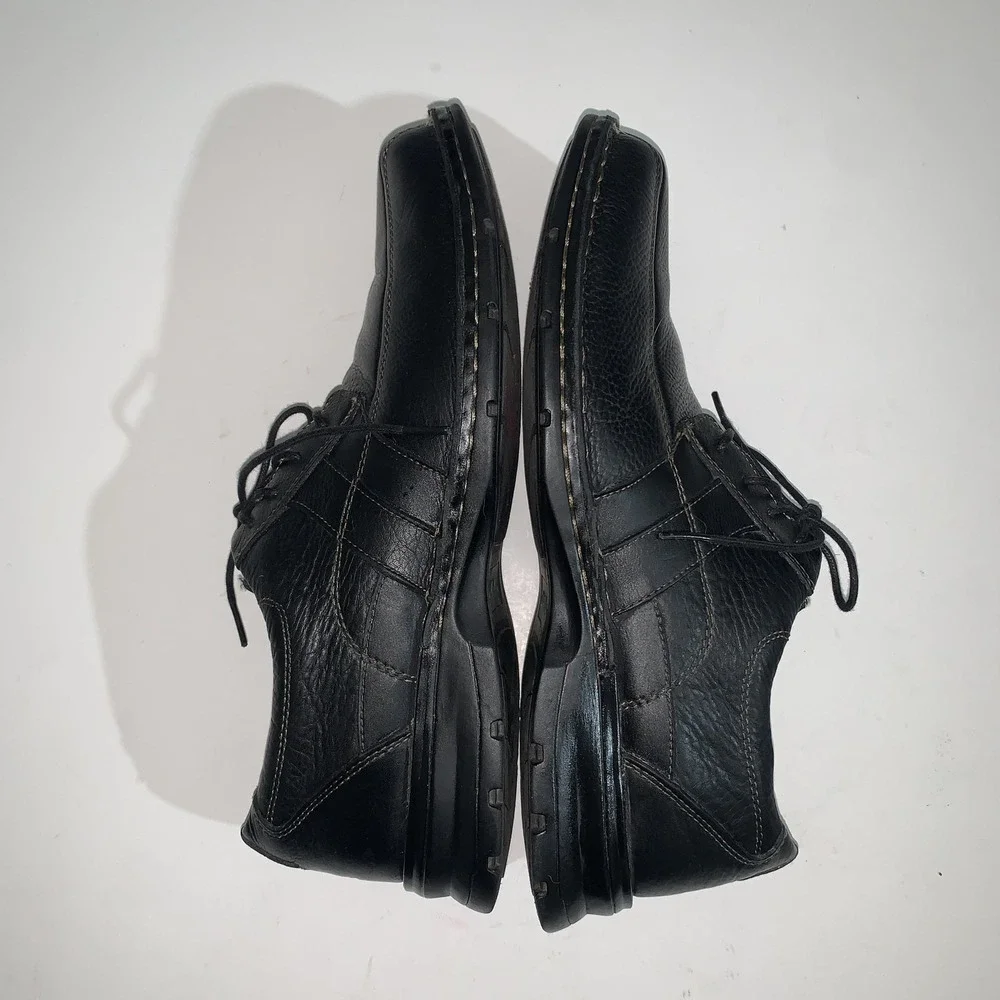 Clarks Shoes Mens Size 11W Black Leather Lace Up Casual Comfort Walking Sneakers